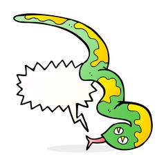 cartoon hissing snake with speech bubble