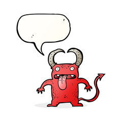 cartoon little devil with speech bubble