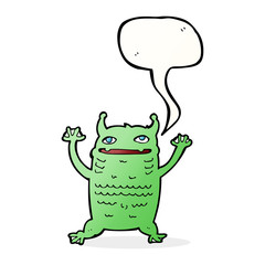 cartoon little monster with speech bubble