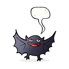 cartoon vampire bat with speech bubble