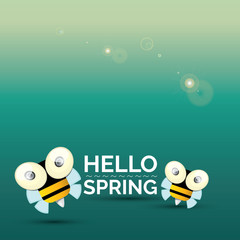 Hello spring . cartoon cute bright baby bee icon