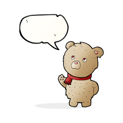 cartoon teddy bear with speech bubble