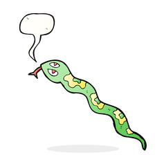 cartoon hissing snake with speech bubble