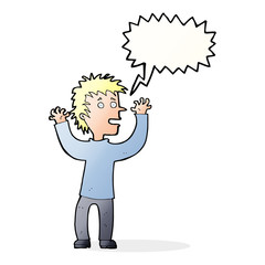 cartoon excited boy with speech bubble