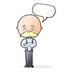 cartoon grandfather with speech bubble
