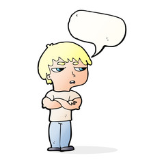 cartoon annoyed boy with speech bubble