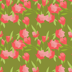 Seamless pattern with tulips