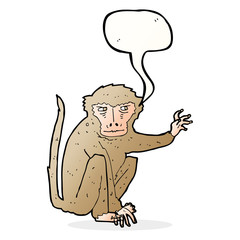 cartoon evil monkey with speech bubble