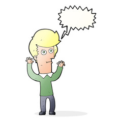 cartoon shocked man with speech bubble