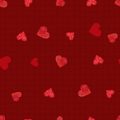 Doodle seamless pattern with hearts