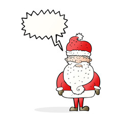 cartoon santa claus with speech bubble