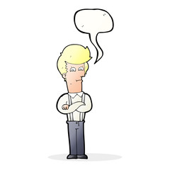 cartoon annoyed man with speech bubble