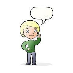 cartoon boy with idea with speech bubble