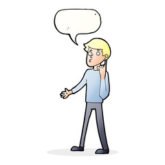cartoon man asking question with speech bubble