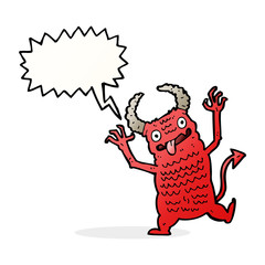 cartoon demon with speech bubble