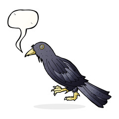 cartoon crow with speech bubble
