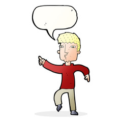 cartoon dancing man with speech bubble