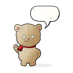 cartoon bear waving with speech bubble