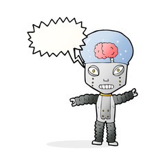 cartoon future robot with speech bubble