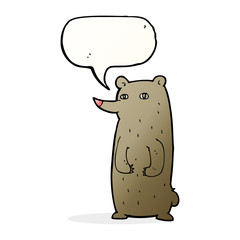 funny cartoon bear with speech bubble