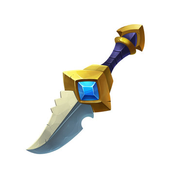 Creative Illustration and Innovative Art: Gem Stone Knife, Dagger, Blade. Realistic Fantastic Cartoon Style Artwork Scene, Wallpaper, Story Background, Card Design
