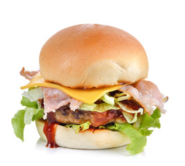 yummy Meat hamburger on white background