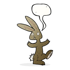 cartoon rabbit with speech bubble