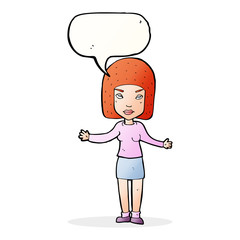 cartoon annoyed woman with speech bubble