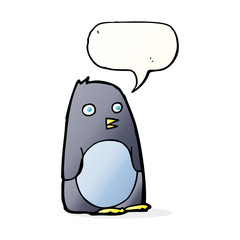 cartoon penguin with speech bubble