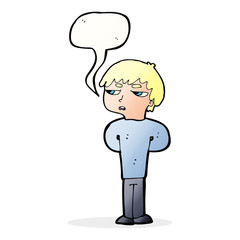 cartoon antisocial boy with speech bubble
