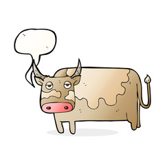 cartoon cow with speech bubble