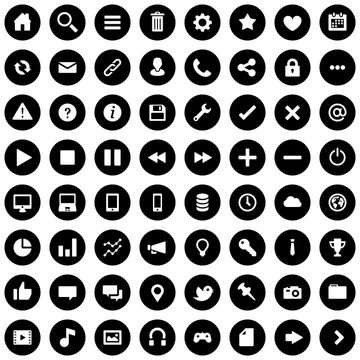 64 Flat Vector Icons for Web Business and Social