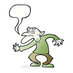 cartoon goblin with speech bubble