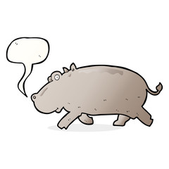 cartoon hippopotamus with speech bubble