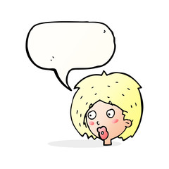 cartoon woman looking with speech bubble