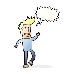 cartoon loudmouth man with speech bubble