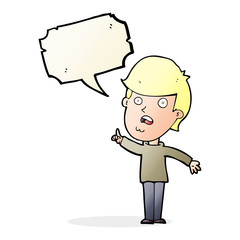 cartoon man asking question with speech bubble