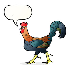 cartoon cockerel with speech bubble