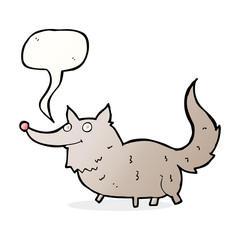 cartoon little wolf with speech bubble