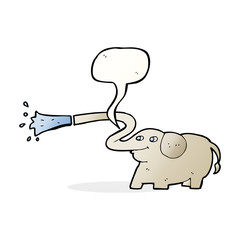 cartoon elephant squirting water with speech bubble
