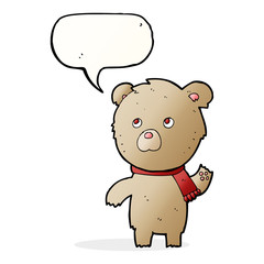 cartoon teddy bear with speech bubble