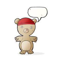 cartoon teddy bear with speech bubble