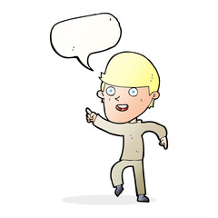 cartoon happy man with speech bubble