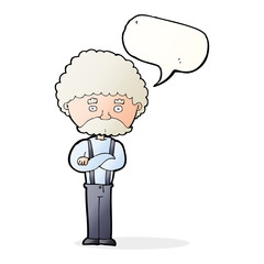 cartoon old man  with speech bubble
