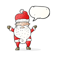 cartoon grumpy santa with speech bubble