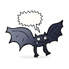 cartoon vampire bat with speech bubble