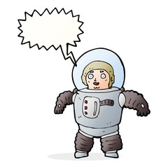 cartoon space man with speech bubble