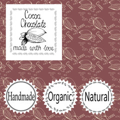 Chocolate and cocof packaging. Seamless patterns