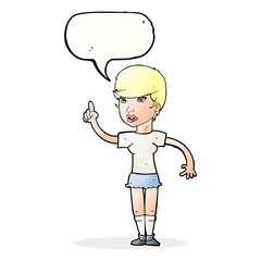cartoon woman with idea with speech bubble