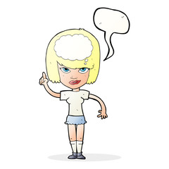 cartoon woman with idea with speech bubble